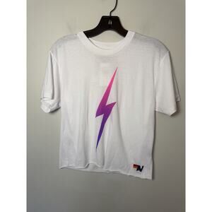 AVIATOR NATION Bolt Fade Logo Tee in Vintage White Sz XS NWT $83